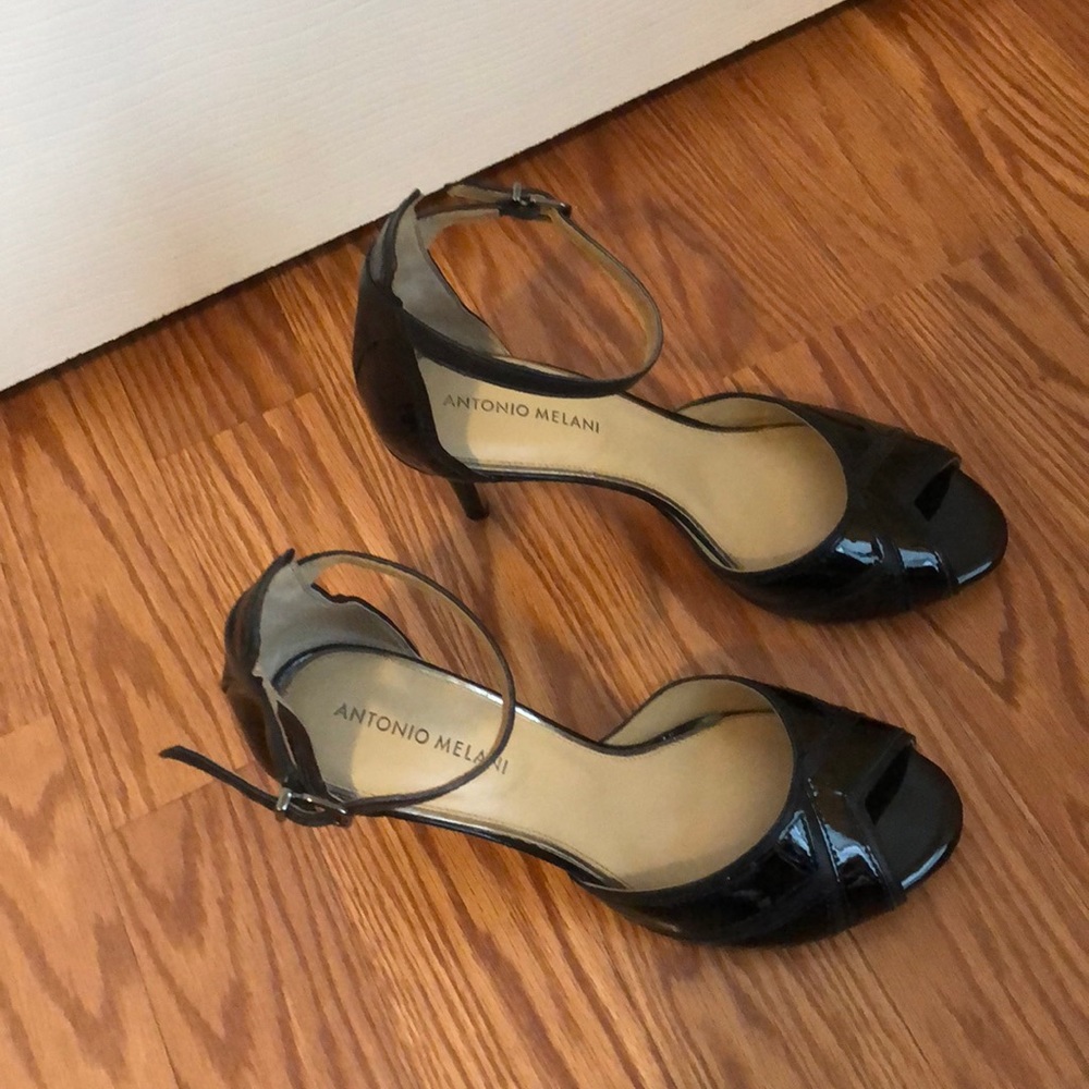 Antonio Melani Black Patent Leather peep-toe pumps